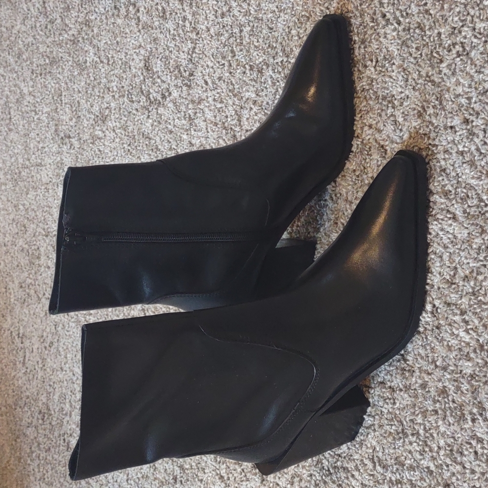 ASOS Black Leather Booties 3" Heel